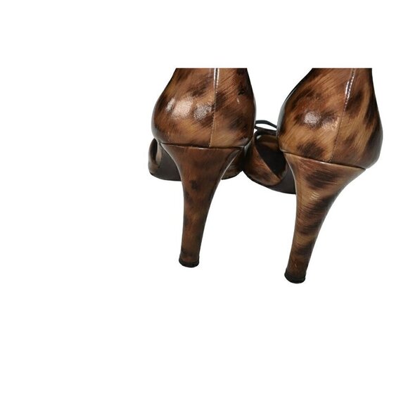 Stuart Weitzman Women's Animal Print Heels With Black Bow- LT3137 - Picture 4 of 8